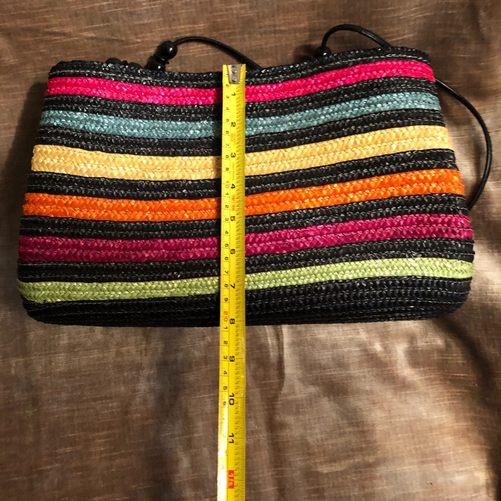 Tropical Rainbow Stripe Wheat Straw Purse - Picture 9 of 13
